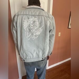 Light Blue Denim Jacket with Angel Design‎